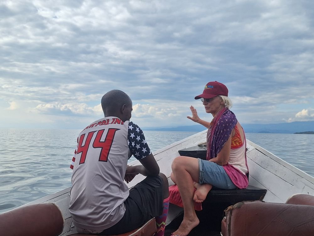 Boat return to Karongi on Lake Kivu after a two-day e-bike adventure